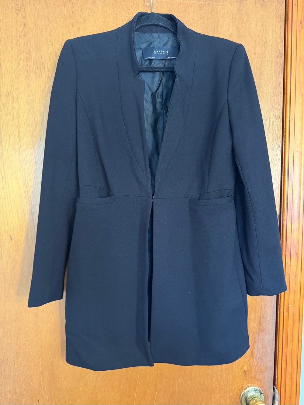 Zara Black Longline Open Blazer Coat
